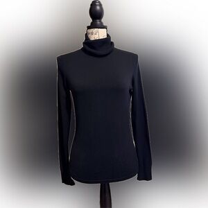 Ann Taylor Classic Black Ribbed Turtleneck - Super Luxurious